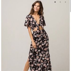 Amuse Society Floral Cutout Maxi Dress